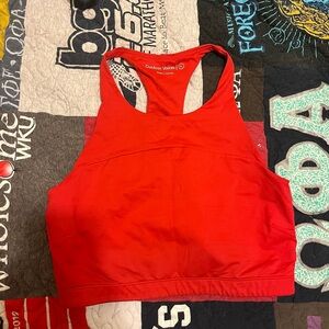Outdoor Voices TechSweat Crop Top Racerback Bra in Red